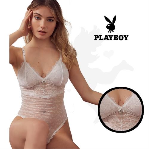 Body blanco semi transparente playboy premium