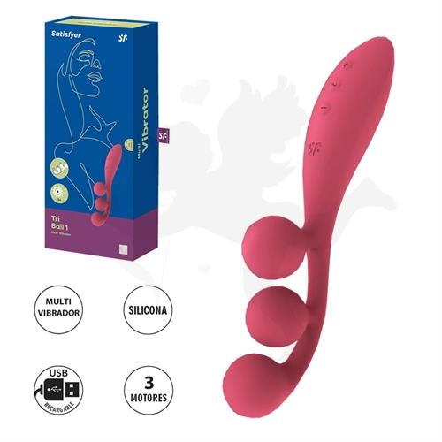 Tri Ball 1 estimulador triple clitorial, vaginal y anal con carga USB